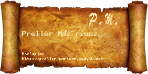 Preller Máriusz névjegykártya